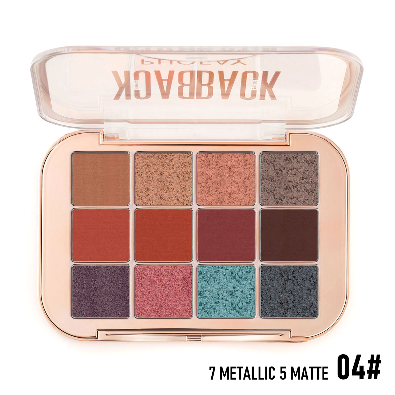 Paleta de Sombras de Ojos 12 Colores de Alta Pigmentación y Larga Duración