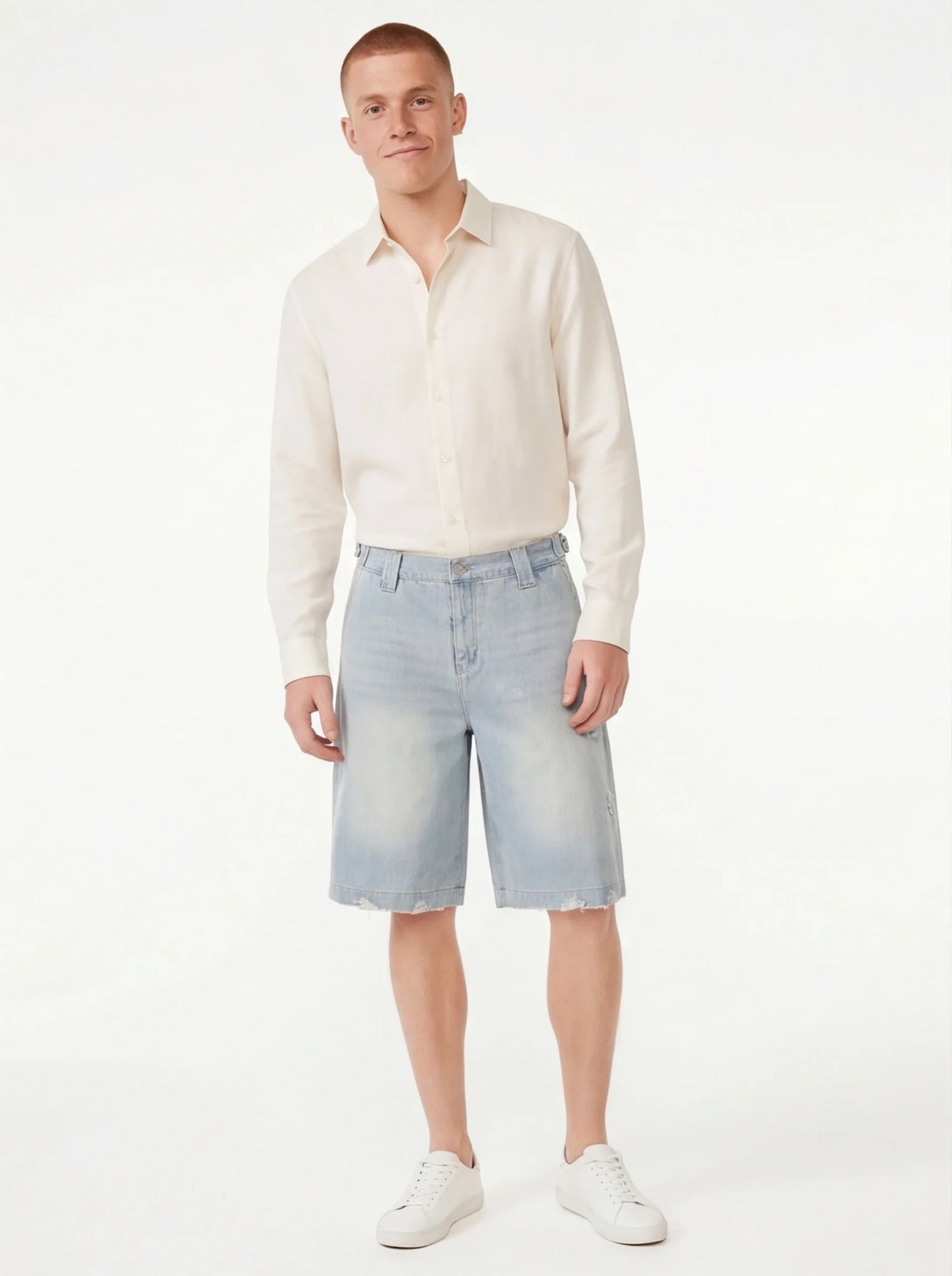 Premium Fit Hole Washed Denim Shorts Pants