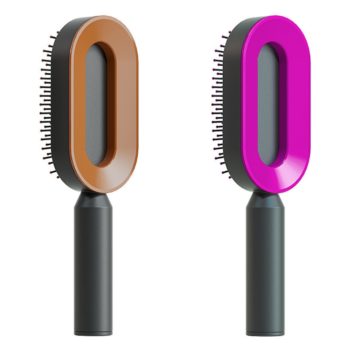 Cepillo de Pelo Autolimpiante con Botón de Limpieza y Masajeador Antiestático