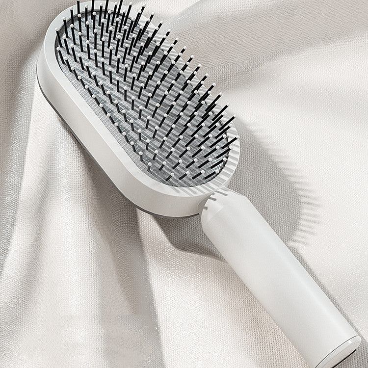Cepillo de Pelo Autolimpiante con Botón de Limpieza y Masajeador Antiestático