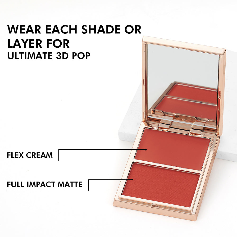 Colorete Dúo Crema y Polvo de Larga Duración con Acabado Natural