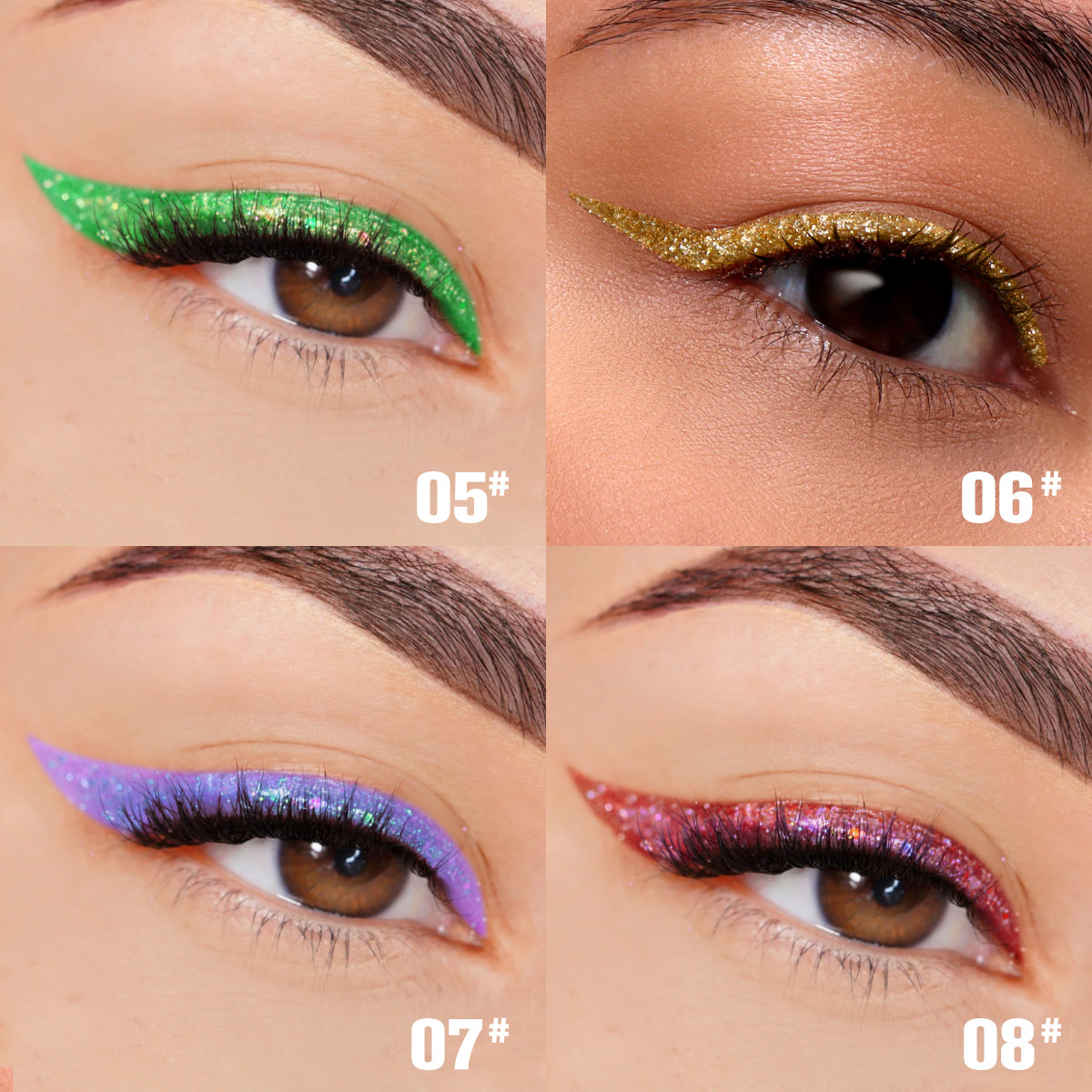 Set de Eyeliner Líquido con Glitter de Alta Precisión y Larga Duración