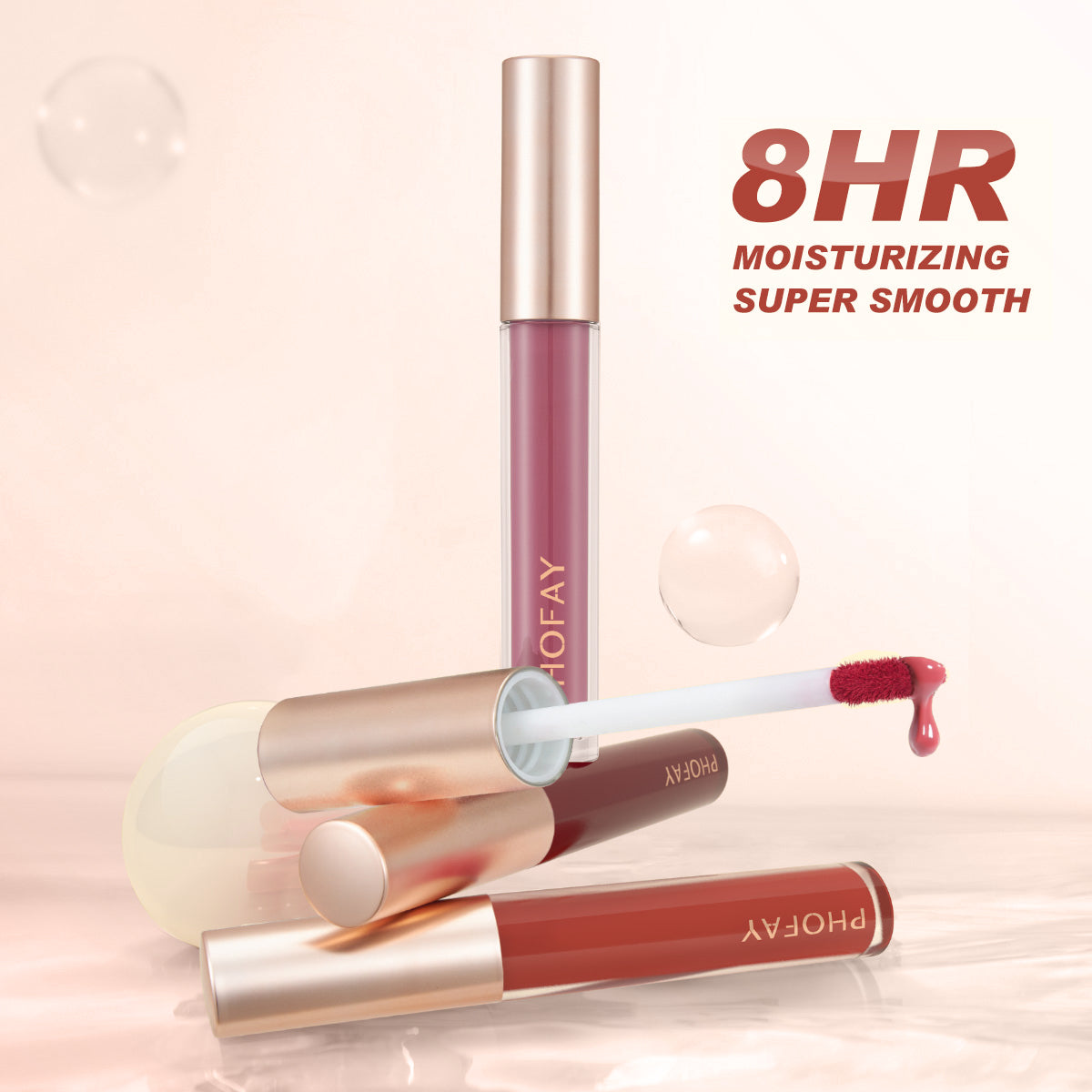 Gloss Labial No Pegajoso de Acabado Brillante y Textura Ligera