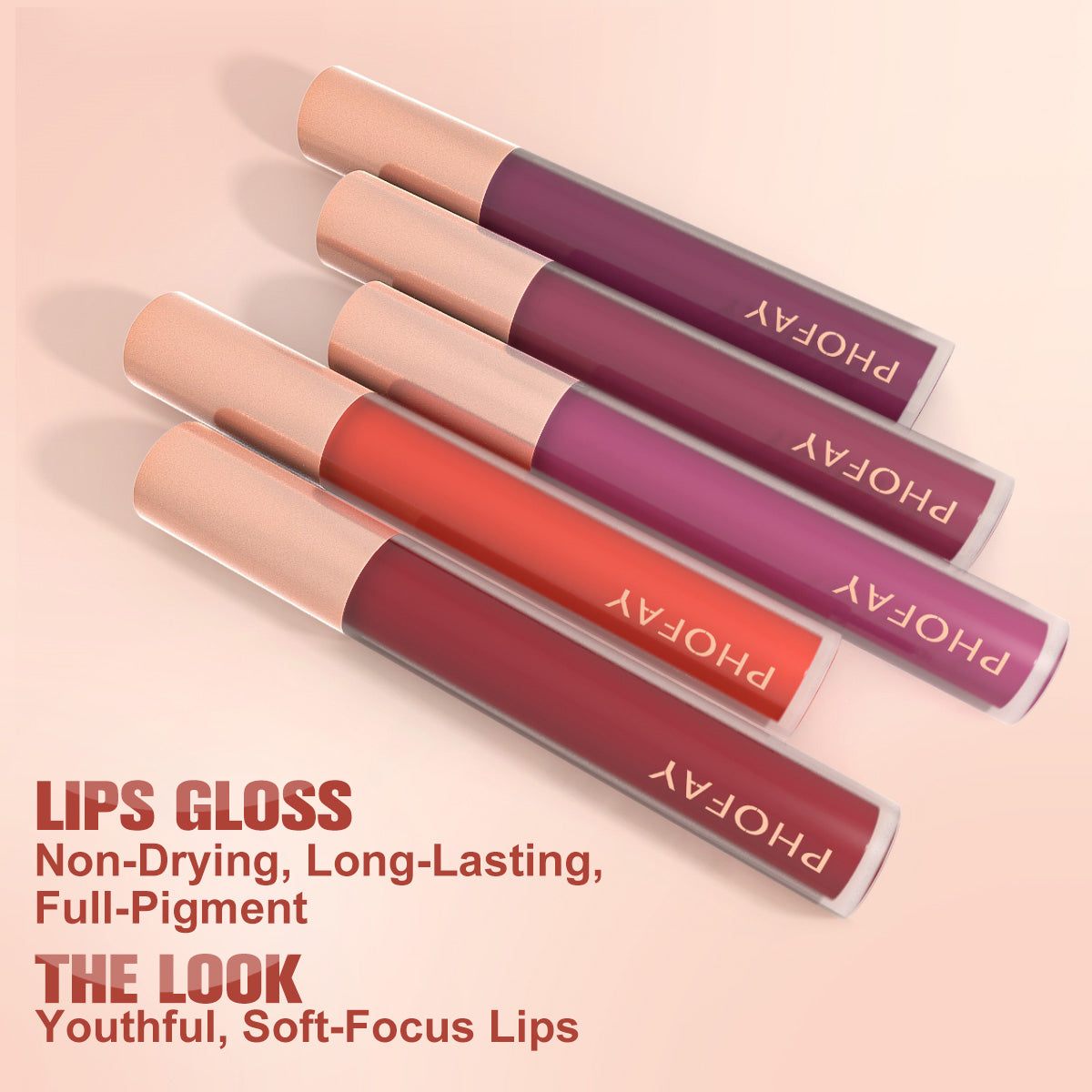 Gloss Labial No Pegajoso de Acabado Brillante y Textura Ligera