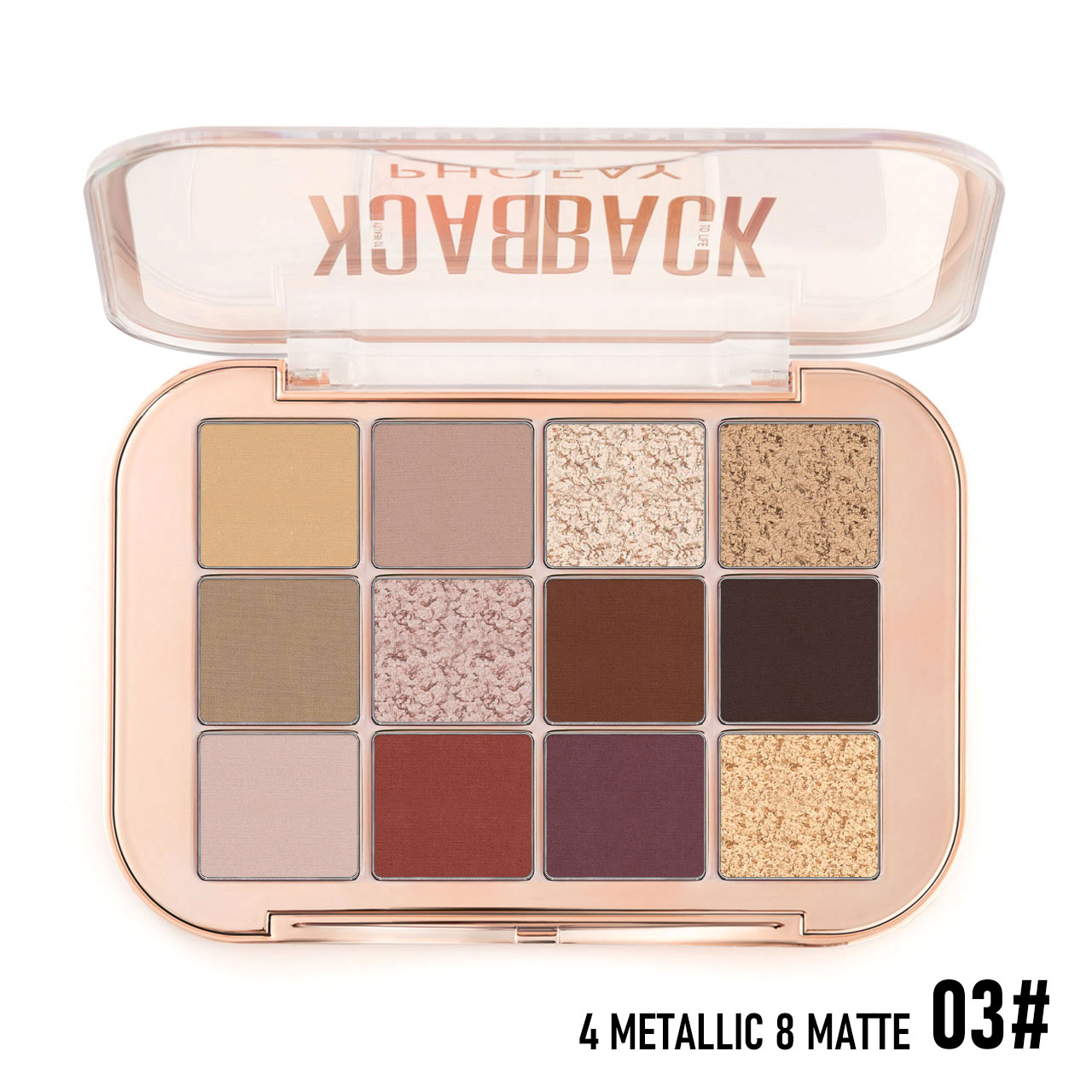 Paleta de Sombras de Ojos 12 Colores de Alta Pigmentación y Larga Duración