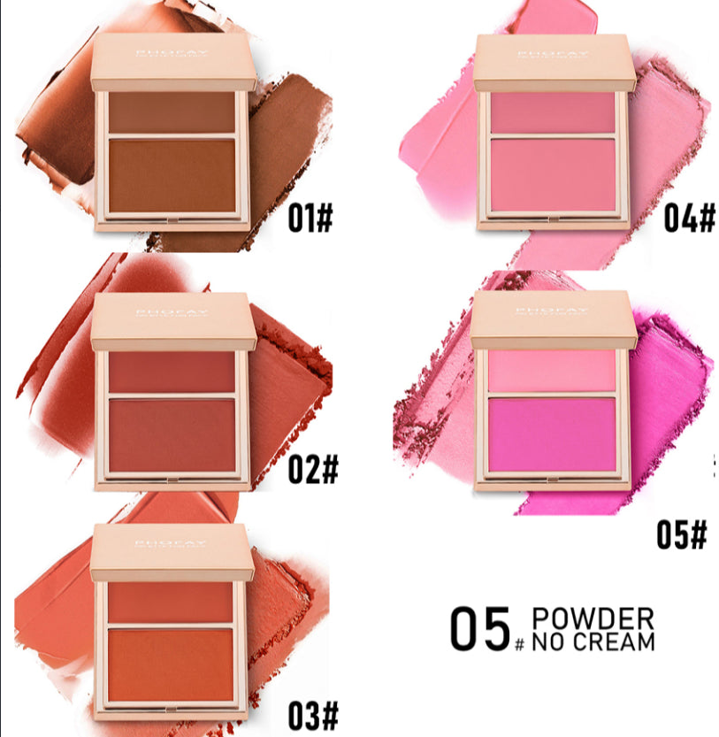 Colorete Dúo Crema y Polvo de Larga Duración con Acabado Natural
