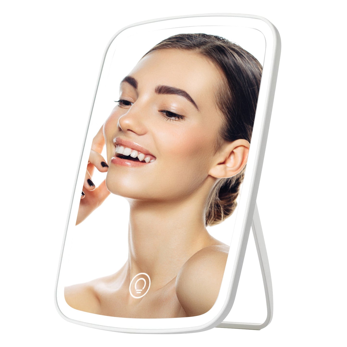 Espejo LED de Maquillaje con 3 Tonos de Luz y Brillo Ajustable (Recargable USB)