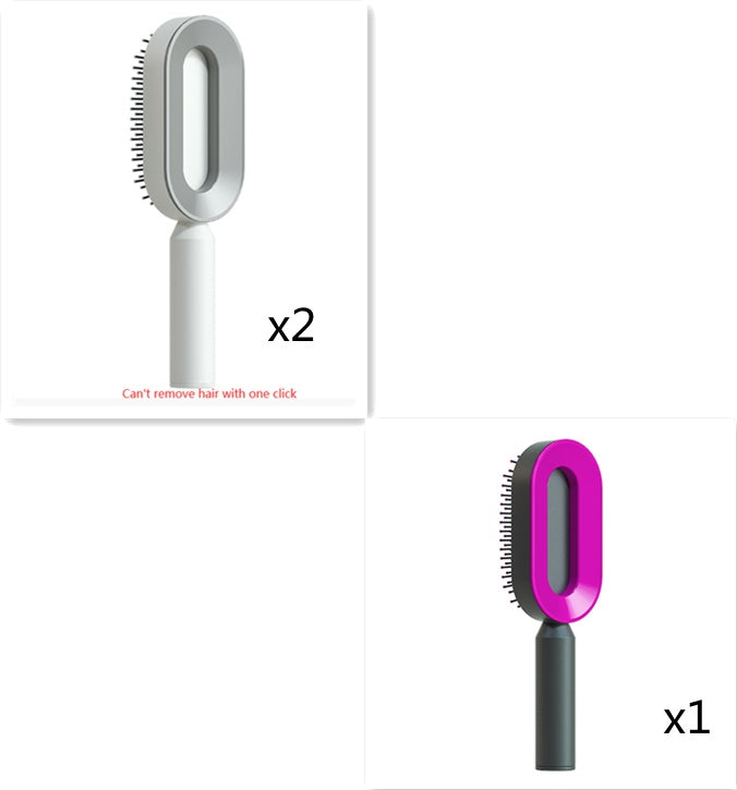 Cepillo de Pelo Autolimpiante con Botón de Limpieza y Masajeador Antiestático