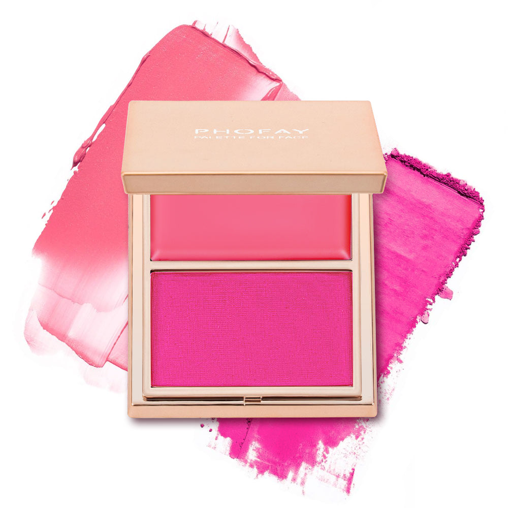 Colorete Dúo Crema y Polvo de Larga Duración con Acabado Natural