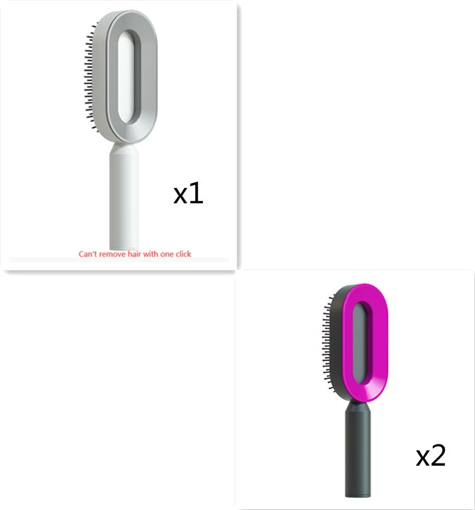 Cepillo de Pelo Autolimpiante con Botón de Limpieza y Masajeador Antiestático