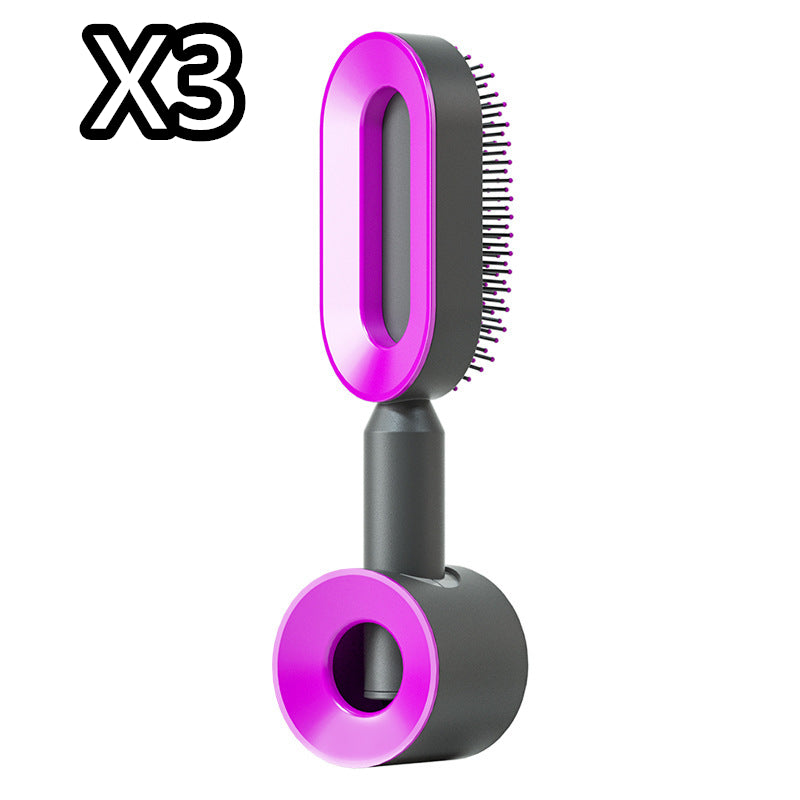 Cepillo de Pelo Autolimpiante con Botón de Limpieza y Masajeador Antiestático