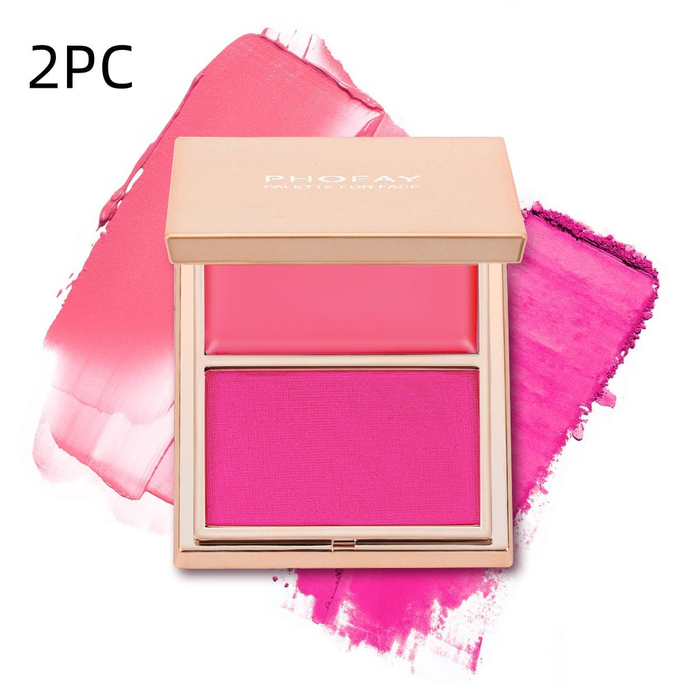 Colorete Dúo Crema y Polvo de Larga Duración con Acabado Natural