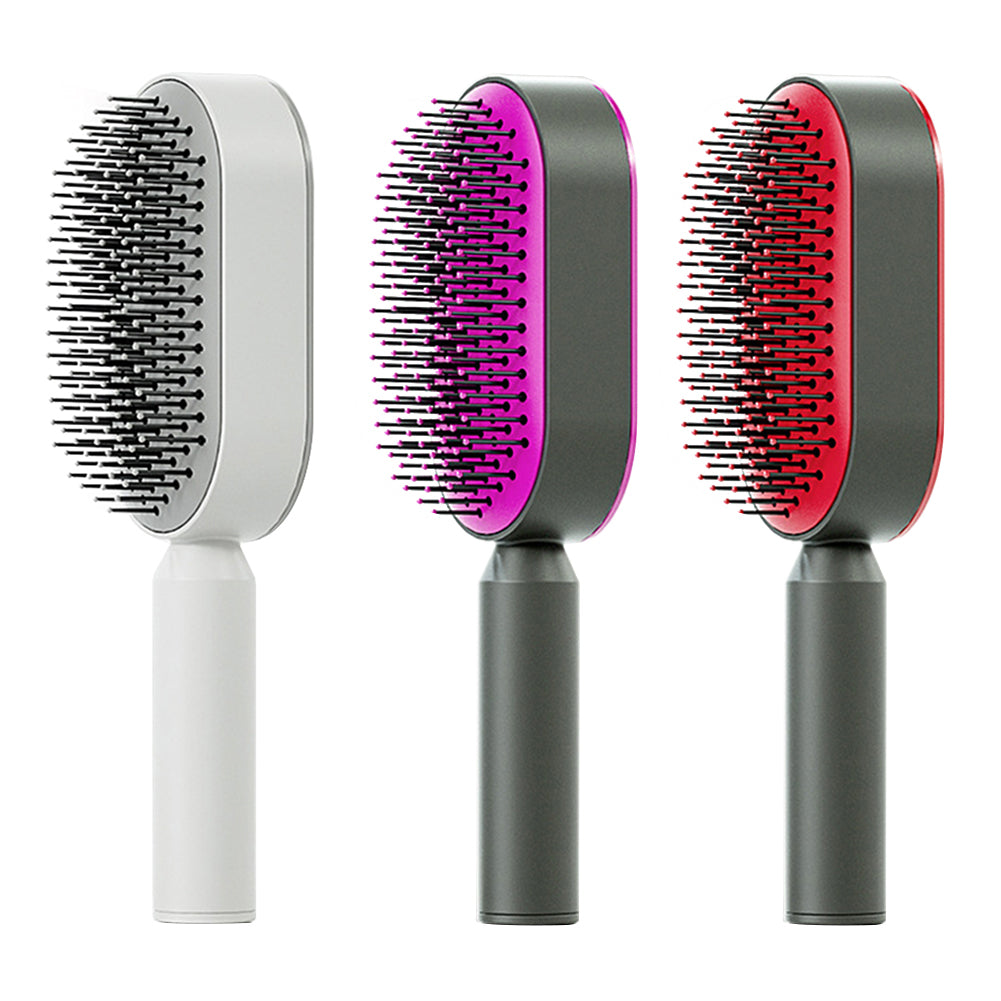 Cepillo de Pelo Autolimpiante con Botón de Limpieza y Masajeador Antiestático