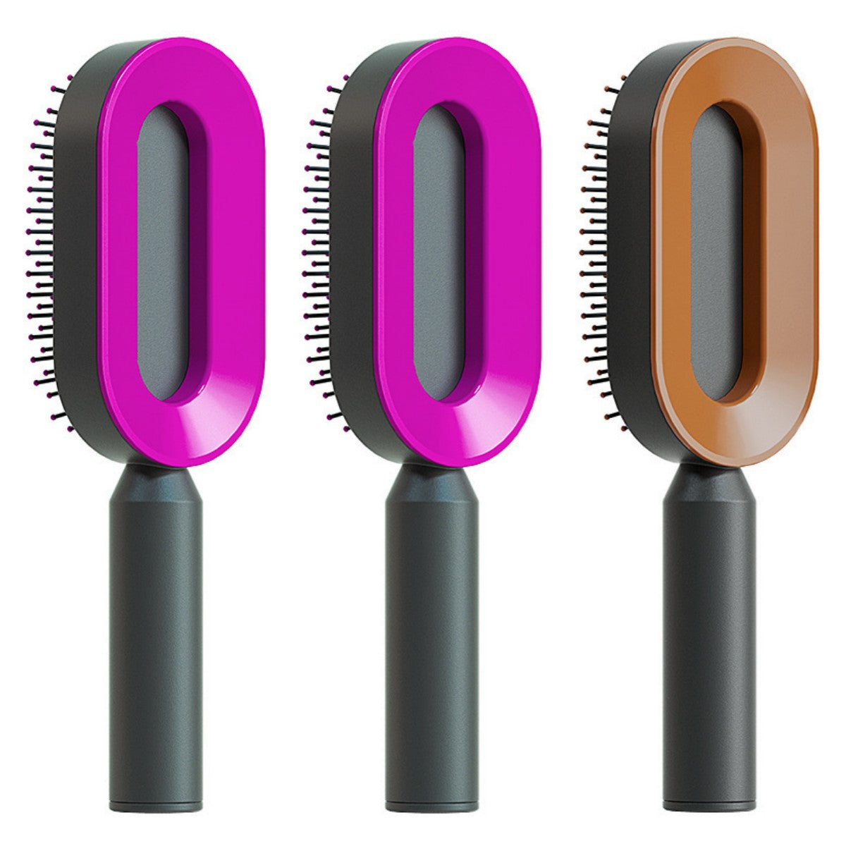 Cepillo de Pelo Autolimpiante con Botón de Limpieza y Masajeador Antiestático