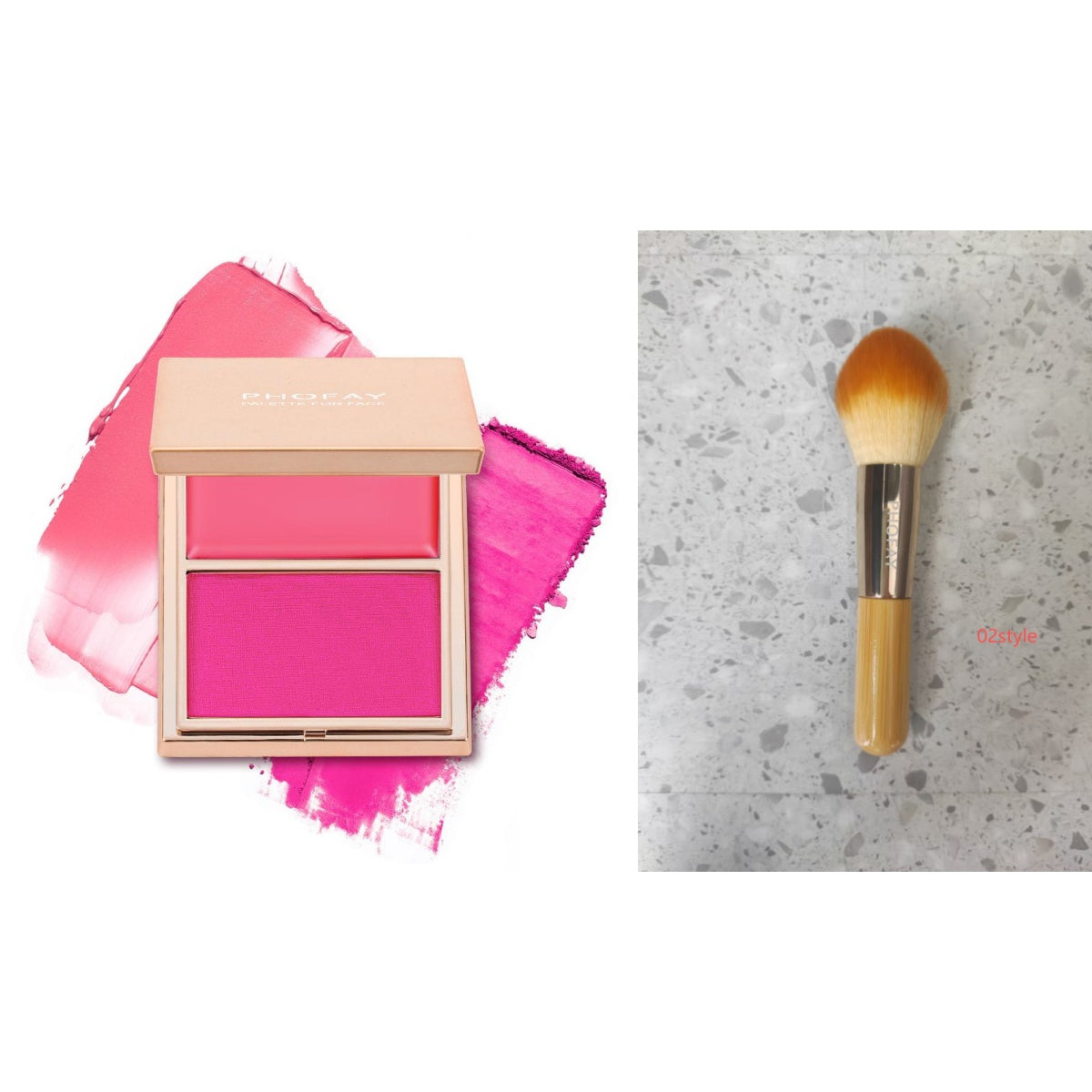 Colorete Dúo Crema y Polvo de Larga Duración con Acabado Natural