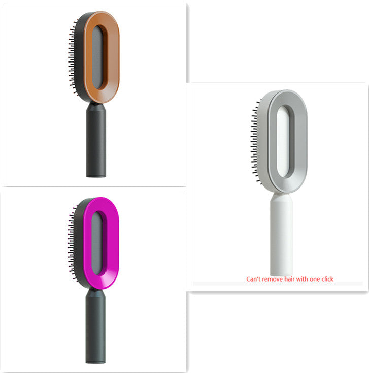Cepillo de Pelo Autolimpiante con Botón de Limpieza y Masajeador Antiestático