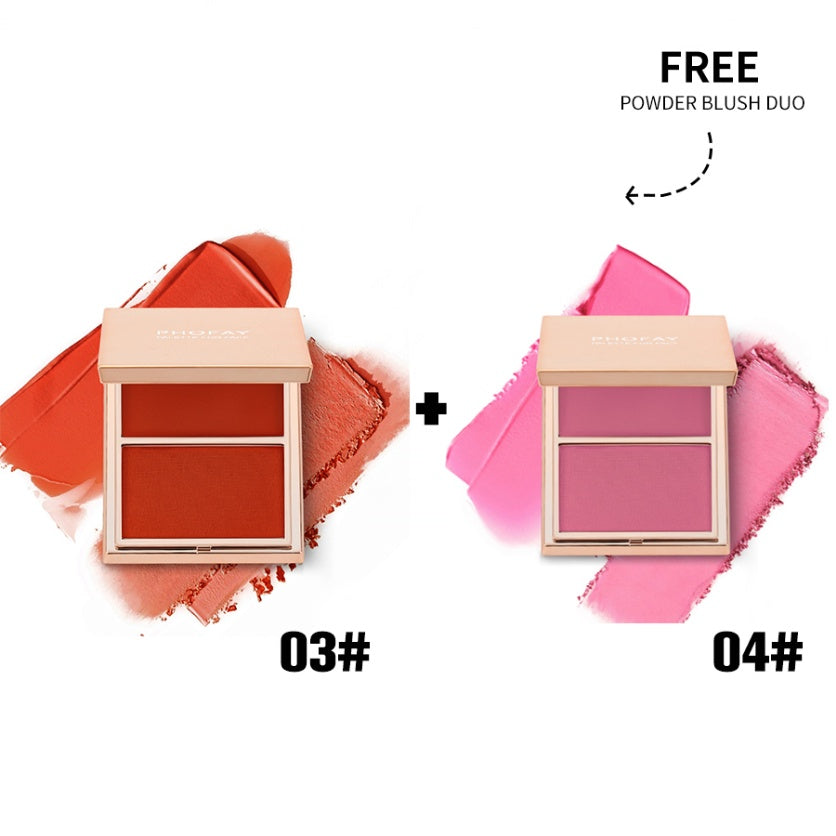 Colorete Dúo Crema y Polvo de Larga Duración con Acabado Natural