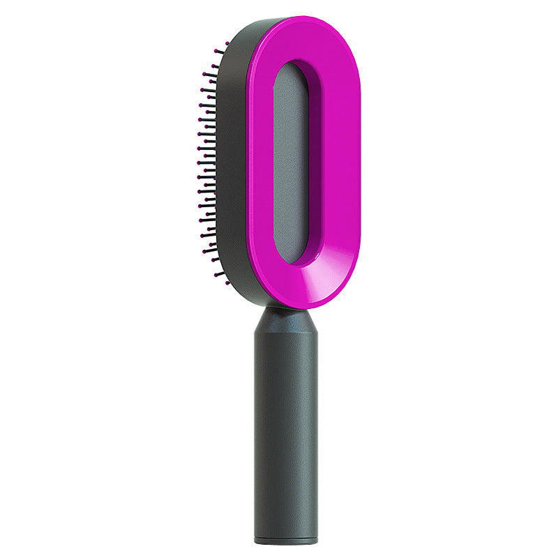 Cepillo de Pelo Autolimpiante con Botón de Limpieza y Masajeador Antiestático