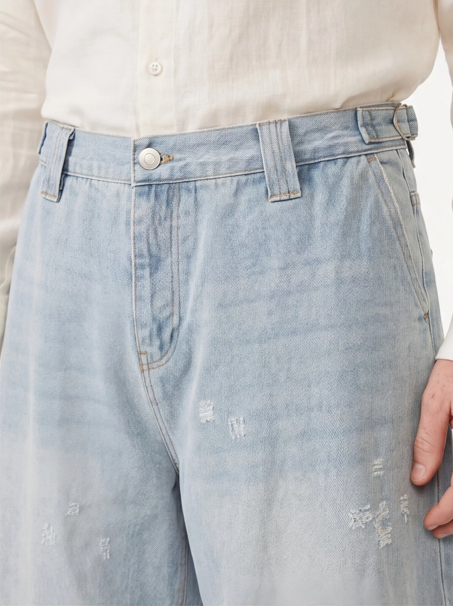 Premium Fit Hole Washed Denim Shorts Pants